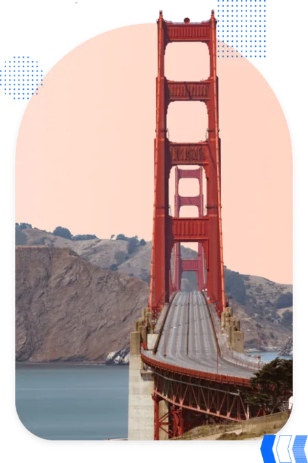 Golden Gate Bridge als Symbol für die Zeit des Gründers in San Francisco vor der Unternehmensgründung