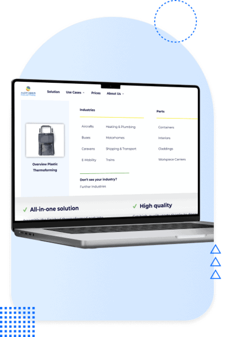 Laptop mit strukturierter B2B-Website – gestaltet für erfolgreichen digitalen Marketingeinsatz