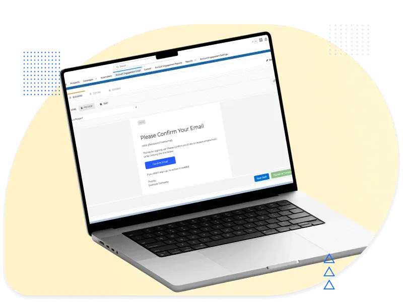 Laptop mit einer Bestätigungs-E-Mail zur E-Mail-Adressverifizierung gemäß DSGVO