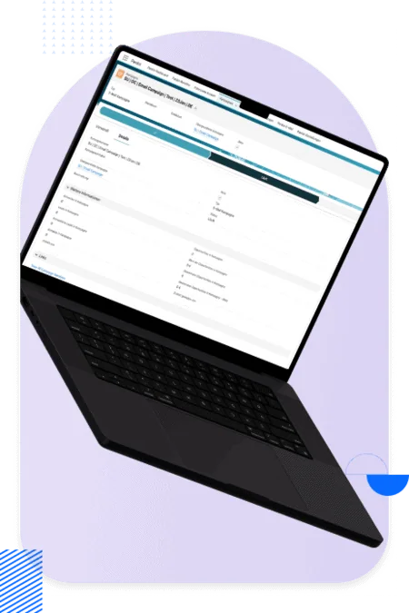 Laptop showing a Salesforce campaign layout