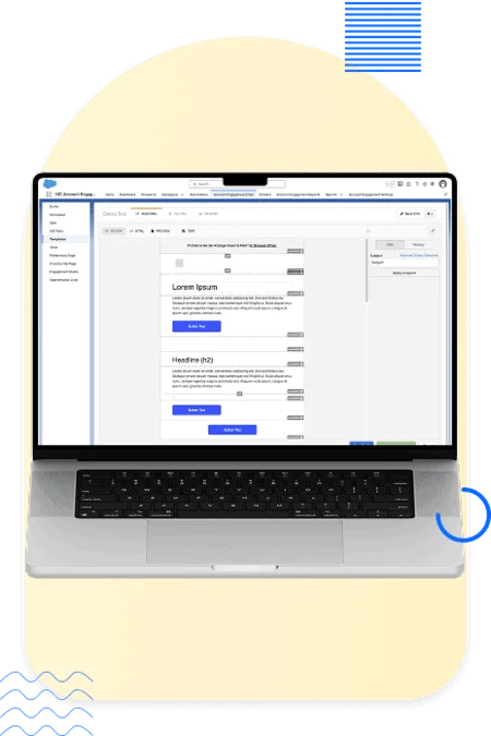 Laptop showing Pardot Email Builder for Professional Services