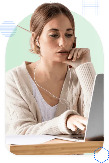 Woman with earphones working on laptop, representing agencies needing backup during bottlenecks