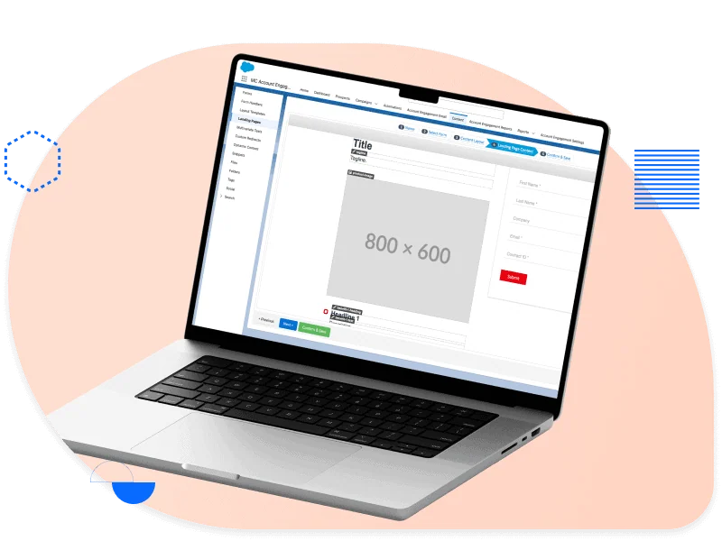 Laptop showing the Pardot landing page editor