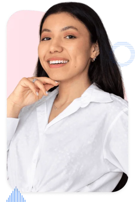 Confident marketer in a white blouse
